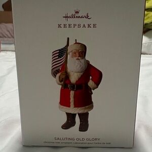 2018 Hallmark Keepsake Patriotic Santa Ornament - Red and White